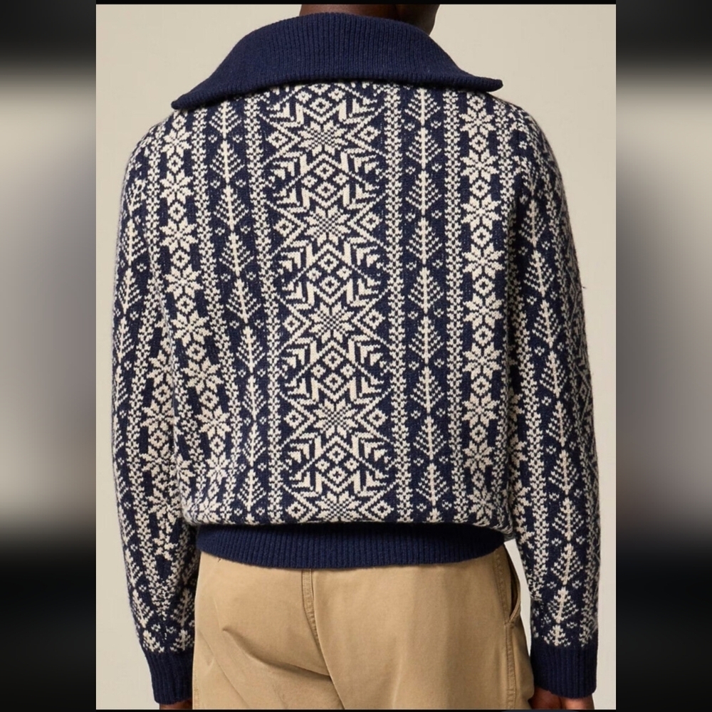 J. Crew Fair Isle Lambswool Half-Zip Pullover Turtleneck Knit Sweater NWOT - Picture 3 of 14